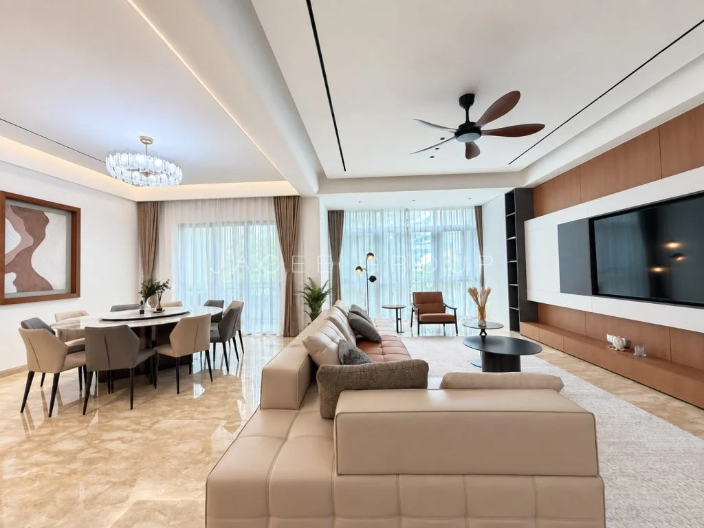 Living and Dining Room at the 9 Madge condominium in U Thant