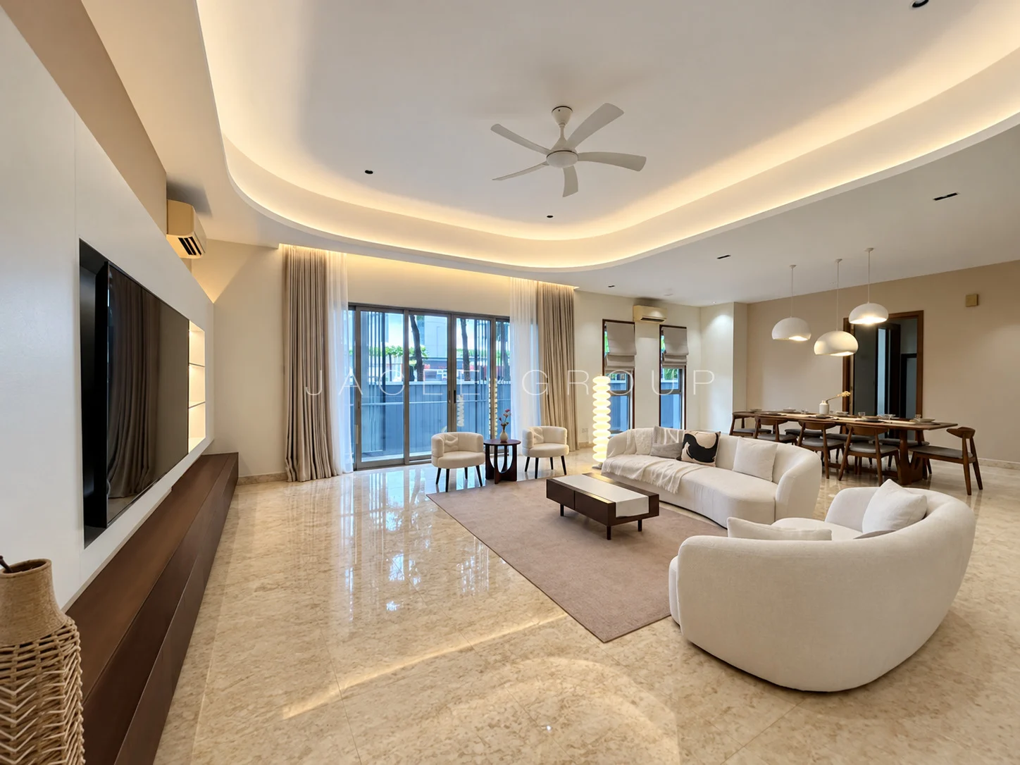 Living Room Garden View at the 9 Madge condominium in U Thant