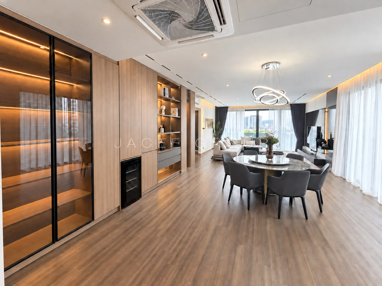 Open Plan Living and Dining at the Katana II triplex penthouse in Ampang Hilir