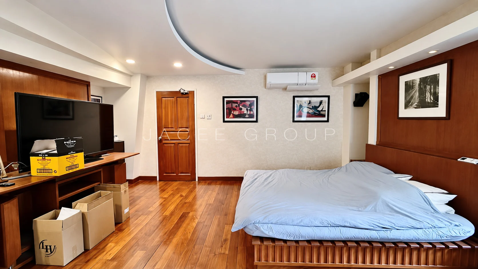Bedroom with Timber Floor at the Bangsar bungalow with large garden