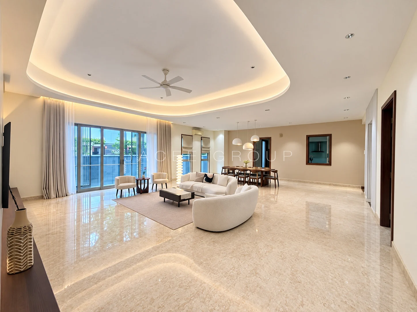 Living Room Wide View at the 9 Madge condominium in U Thant
