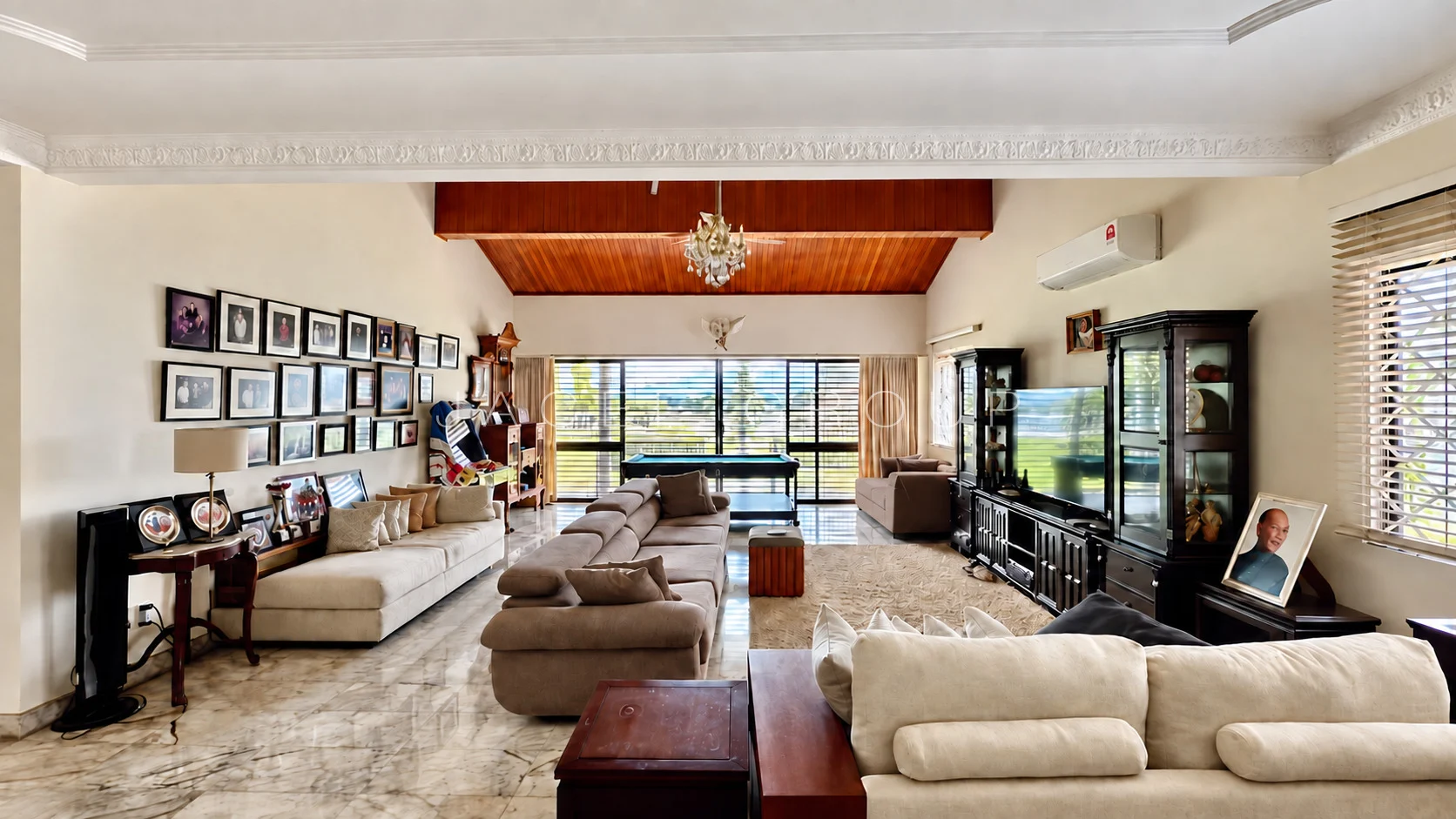 Living Room towards Garden at the Bangsar bungalow with large garden