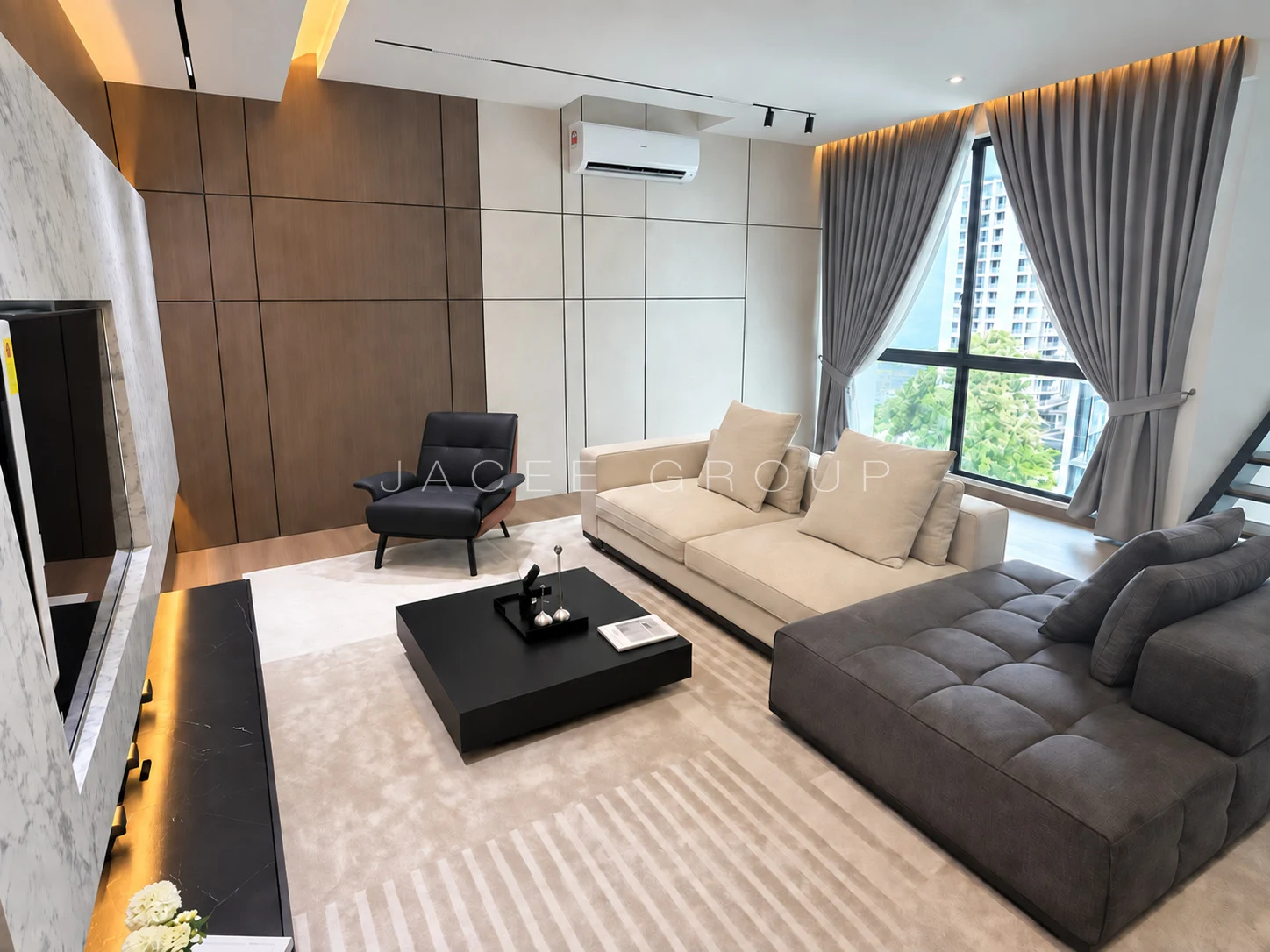 Family Lounge Reverse View at the Katana II triplex penthouse in Ampang Hilir