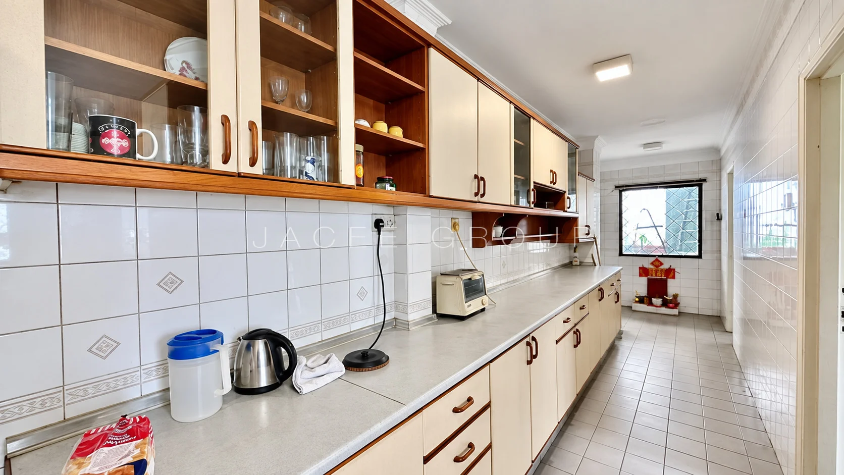 Kitchen Counter and Cabinetry at the Bangsar bungalow with large garden