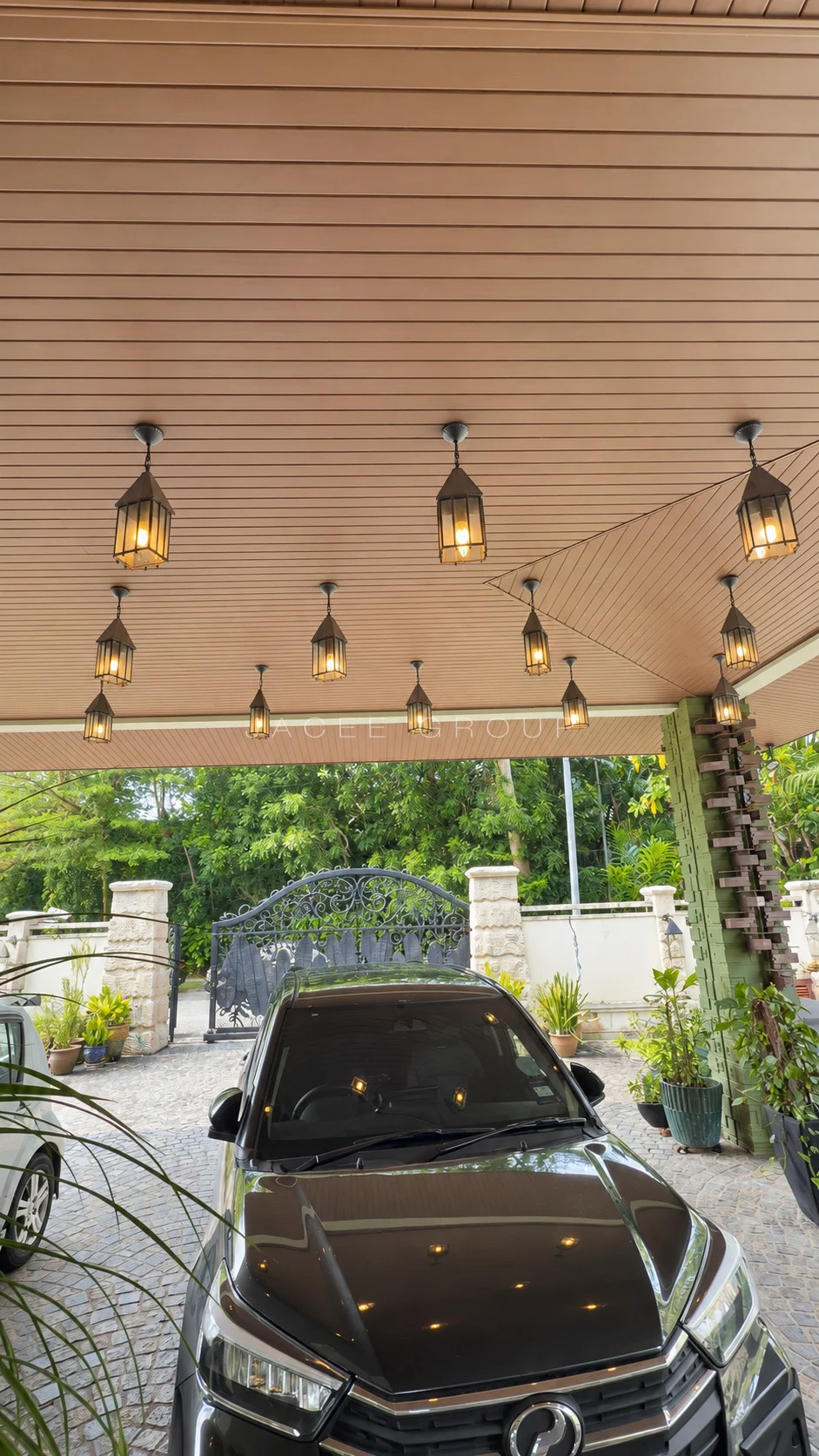 Covered Car Porch at hilltop bungalow in Damansara Heights