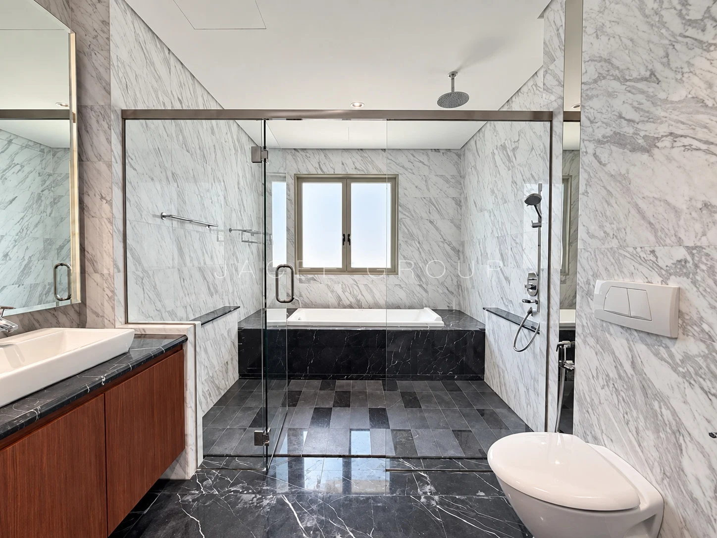 Main Bathroom Bathtub and Shower at the 9 Madge condominium in U Thant
