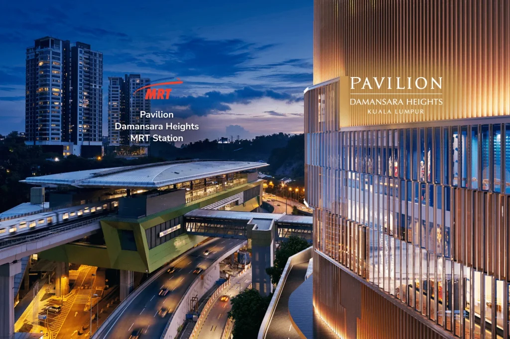 Architectural visualisation of the MRT station and connection at Pavilion Damansara Heights