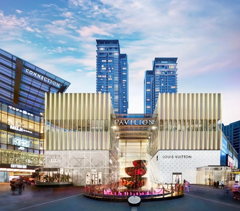 Pavilion Kuala Lumpur facade and fountain on Jalan Bukit Bintang